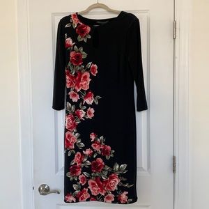 White House Black Market - black floral dress, size LP